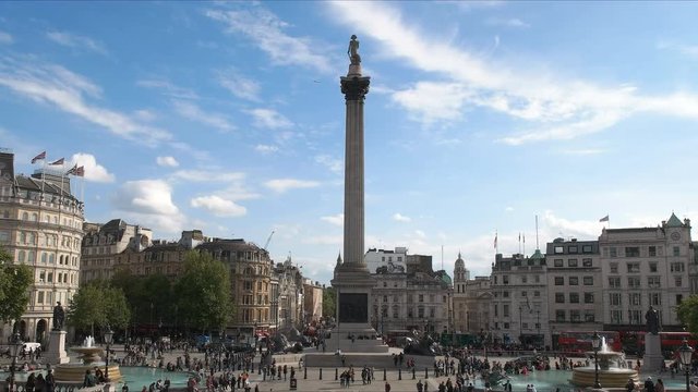 autumn afternoon in trafalgar square in london, england