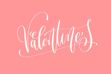 valentine's - hand lettering text on pink background to february