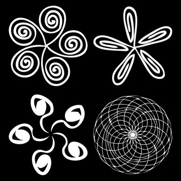 Mandala round sacred geometry. Alchemy religion, philosophy spirituality symbols and elements. Linear style geometry mandalas. Vector.