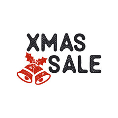 Xmas Christmas sale lettering and typography elements. Holiday Online shopping type quote. Stock illustration isolated on white background