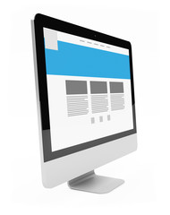 Modern computer screen on white background 3D rendering