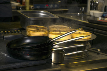 Working in a kitchen