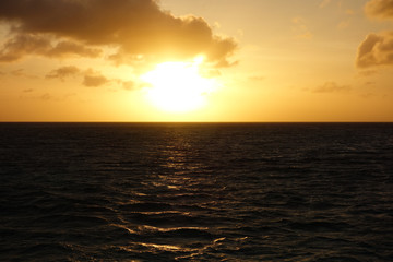 Beautiful golden sunset in the Caribbean island of Aruba