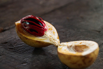 Nutmeg raw at the island of Grenada