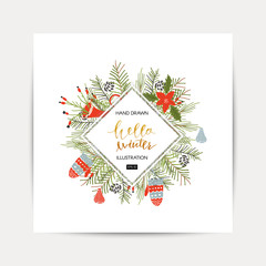 Greeting background with a Christmas tree.