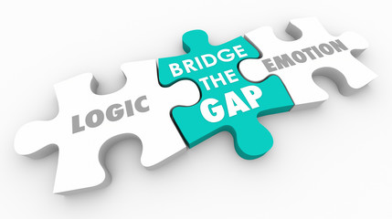 Logic Vs Emotion Bridge the Gap Between Puzzle Pieces 3d Illustration