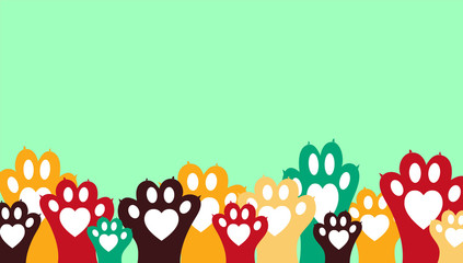Colorful animal paws - banner