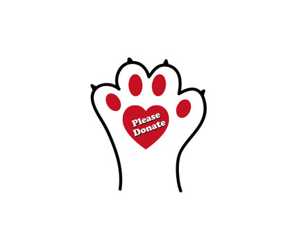 Please donate animal paw print