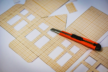 A model of prefabricated houses made of paper. Suitable for Christmas decoration and architectural...