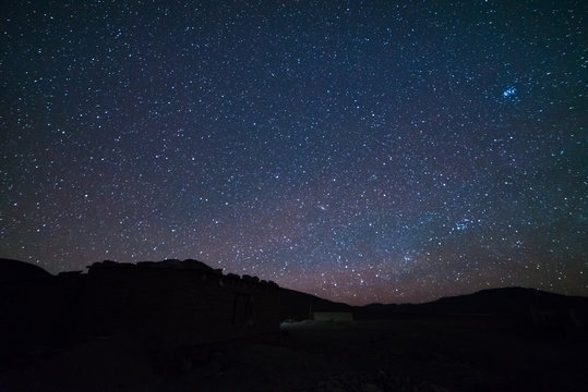 Stars and airglow on the Andean highlands in Bolivia, South America.