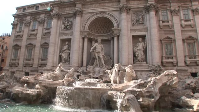 Scenic Trevi Fountain in Rome, low angle