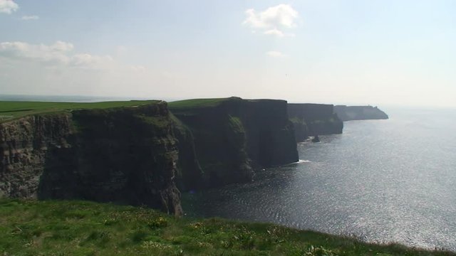 Pan left, Cliffs of Moher in Ireland