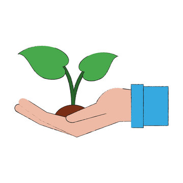 Hand with plant icon vector illustration graphic design