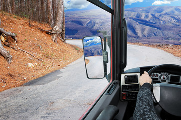 view from cabine of big truck