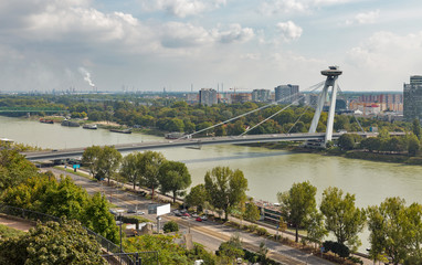 UFO Bridge or Novy Most in Bratislava, Slovakia.