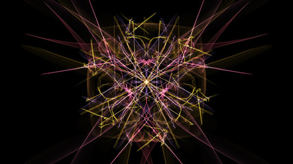 Abstract black background with colored lines.