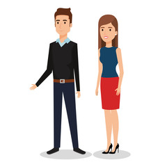 business people couple avatars characters