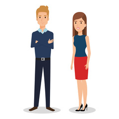 Obraz premium business people couple avatars characters vector illustration design