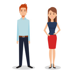 business people couple avatars characters vector illustration design