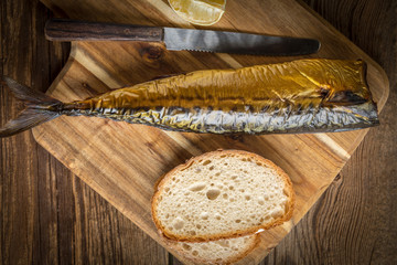 Smoked mackerel and bread.