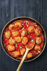 rustic italian meatball in tomato sauce