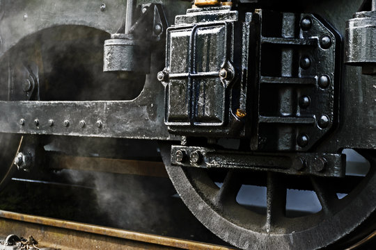 ROTHLEY Great Central  Steam railway, UK - 2015 :  steam engine wheel
