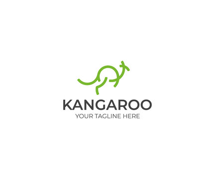 Line Kangaroo Logo Template. Abstract Wallaby Vector Design. Animal Illustration