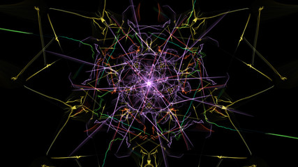 The bright colors of the lines on black background