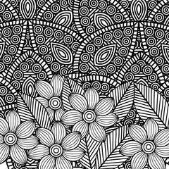 adult coloring monochrome flowers drawing vector illustration design