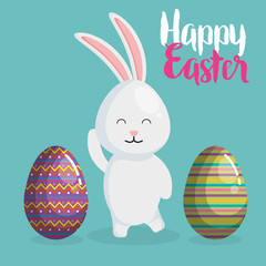 rabbit and egg happy easter vector illustration design