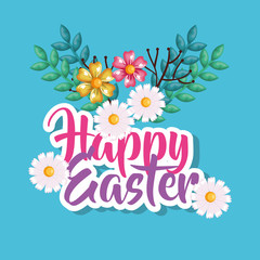 happy easter decoration floral vector illustration design