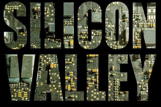 silicon valley overlaid on circuit board or motherboard