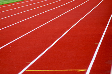 Red treadmill on a new stadium