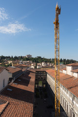 The Uffizi Gallery in a sunny day. View from Palazzo Vecchio. Florence, Tuscany, Italy.