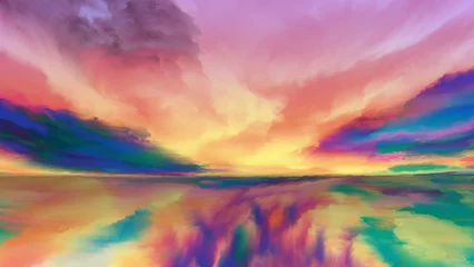 Selbstklebende Fototapeten Visualisierung der abstrakten Landschaft © agsandrew
