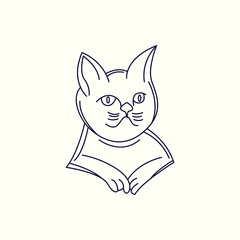 Cat Mono Line Logo. Cat Mascot Logo. Logo Template. Cat vector illustration.