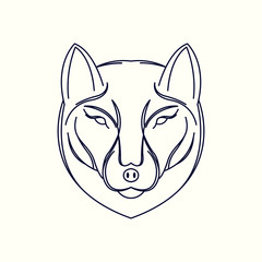 Wolf Mono Line Logo. Wolf Mascot Logo. Logo Template. Wolf vector illustration.