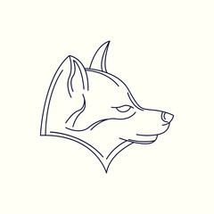 Wolf Mono Line Logo. Wolf Mascot Logo. Logo Template. Wolf vector illustration.