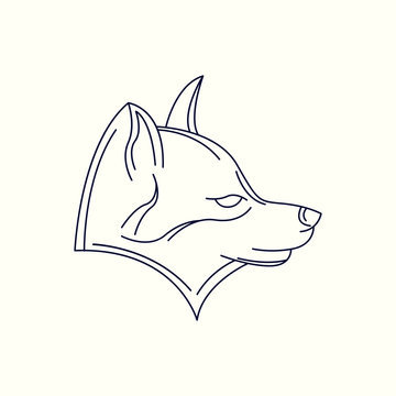 Wolf Mono Line Logo. Wolf Mascot Logo. Logo Template. Wolf vector illustration.