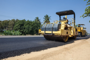 Fototapeta premium An asphalt roller