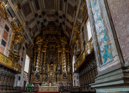 Porto's Cathedral main altar. The Cathedral is one of the most important tourist sights in Porto and a historical and architectural landmark of the city.
