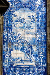 Exterior walls of the Porto's Chapel of Souls in Porto, Portugal are virtually entirely covered...