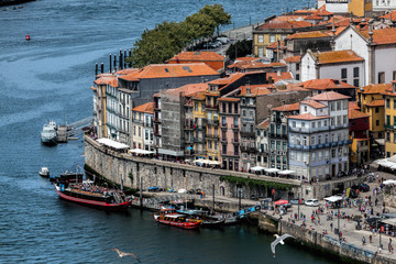 Fototapeta na wymiar View of Porto and the Douro River from the Dom Luis I Bridge