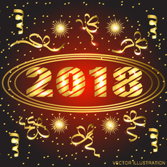 Obraz na płótnie Canvas Happy New Year 2018 red background . Vector illustration.