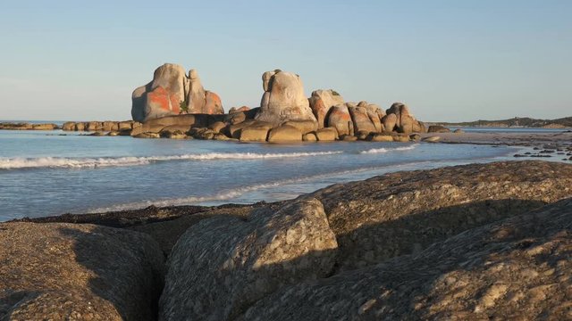 a close view of picnic rocks in the bay of fires region on the east coast of tasmania, australia