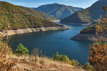 Obraz na płótnie Canvas Amazing Autumn landscape of Meander of Vacha (Antonivanovtsy) Reservoir, Rhodopes Mountain, Bulgaria