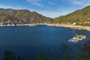 Amazing Autumn landscape of Meander of Vacha (Antonivanovtsy) Reservoir, Rhodopes Mountain, Bulgaria