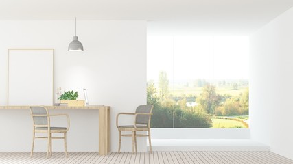  Interior relax space  3d rendering and background nature in hotel