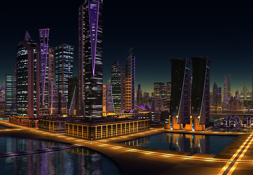 Futuristic City - 3D Computer Graphic Illustration