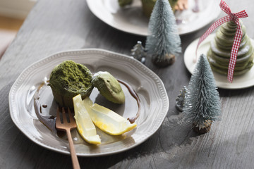 柚子ゼリーと抹茶のマフィン